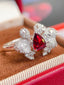 14K GOLD 1.64 CTW VIVID RED NATURAL RUBY & DIAMOND RING