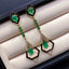 14K GOLD 8.19 CTW VIVID GREEN NATURAL EMERALD & EMERALD EARRINGS