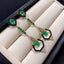 14K GOLD 8.19 CTW VIVID GREEN NATURAL EMERALD & EMERALD EARRINGS