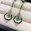 14K GOLD 8.19 CTW VIVID GREEN NATURAL EMERALD & EMERALD EARRINGS