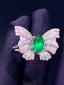 14K GOLD 1.00 CT NATURAL EMERALD & DIAMOND RING