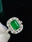 14K GOLD 3.17 CTW VIVID GREEN NATURAL EMERALD & DIAMOND RING/PENDANT