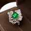 14K GOLD 4.43 CTW VIVID GREEN NATURAL EMERALD & DIAMOND RING