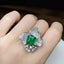 14K GOLD 4.43 CTW VIVID GREEN NATURAL EMERALD & DIAMOND RING