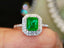 14K GOLD 1.17 CTW VIVID GREEN NATURAL EMERALD & DIAMOND RING