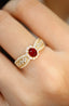 14K GOLD 0.91 CTW VIVID RED NATURAL RUBY & DIAMOND RING