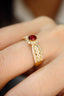 14K GOLD 0.91 CTW VIVID RED NATURAL RUBY & DIAMOND RING