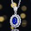 14K GOLD 0.94 CTW VIVID BLUE NATURAL SAPPHIRE & DIAMOND PENDANT