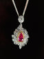 14K GOLD 1.05 CT INTENSE RED NATURAL RUBY & DIAMOND PENDANT