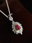 14K GOLD 1.05 CT INTENSE RED NATURAL RUBY & DIAMOND PENDANT