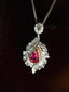 14K GOLD 1.05 CT INTENSE RED NATURAL RUBY & DIAMOND PENDANT