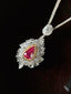 14K GOLD 1.05 CT INTENSE RED NATURAL RUBY & DIAMOND PENDANT