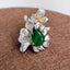 14K GOLD 5.39 CTW VIVID GREEN NATURAL EMERALD & DIAMOND RING