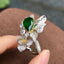 14K GOLD 5.39 CTW VIVID GREEN NATURAL EMERALD & DIAMOND RING