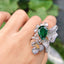 14K GOLD 5.39 CTW VIVID GREEN NATURAL EMERALD & DIAMOND RING