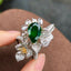 14K GOLD 5.39 CTW VIVID GREEN NATURAL EMERALD & DIAMOND RING