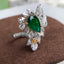 14K GOLD 5.39 CTW VIVID GREEN NATURAL EMERALD & DIAMOND RING