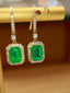 14K GOLD 1.99 CTW VIVID GREEN NATURAL EMERALD & DIAMOND EARRINGS