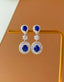 14K GOLD 3.46 CTW NATURAL SAPPHIRE & DIAMOND EARRINGS