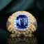 14K GOLD 5.29 CTW NATURAL SAPPHIRE & SAPPHIRE RING