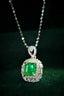 14K GOLD 0.92 CTW VIVID GREEN NATURAL EMERALD & DIAMOND PENDANT