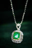 14K GOLD 0.92 CTW VIVID GREEN NATURAL EMERALD & DIAMOND PENDANT