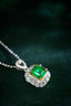 14K GOLD 0.92 CTW VIVID GREEN NATURAL EMERALD & DIAMOND PENDANT