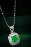 14K GOLD 0.92 CTW VIVID GREEN NATURAL EMERALD & DIAMOND PENDANT