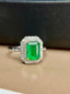 14K GOLD 1.35 CT NATURAL EMERALD & DIAMOND RING