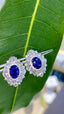 14K GOLD 4.22 CTW NATURAL SAPPHIRE & DIAMOND EARRINGS