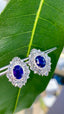 14K GOLD 4.22 CTW NATURAL SAPPHIRE & DIAMOND EARRINGS