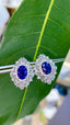 14K GOLD 4.22 CTW NATURAL SAPPHIRE & DIAMOND EARRINGS