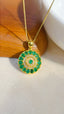 14K GOLD 1.10 CT NATURAL EMERALD & DIAMOND PENDANT( WITHOUT CHAIN )