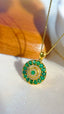 14K GOLD 1.10 CT NATURAL EMERALD & DIAMOND PENDANT( WITHOUT CHAIN )