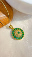 14K GOLD 1.10 CT NATURAL EMERALD & DIAMOND PENDANT( WITHOUT CHAIN )