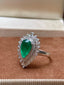 14K GOLD 3.36 CT NATURAL EMERALD & SAPPHIRE & DIAMOND RING