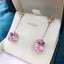 14K GOLD 13.22 CTW NATURAL KUNZITE & DIAMOND EARRINGS