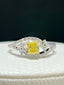 GIA CERTIFIED 14K GOLD 0.85 CTW NATURAL YELLOW DIAMOND & DIAMOND RING