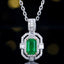 14K GOLD 0.88 CTW VIVID GREEN NATURAL EMERALD & DIAMOND PENDANT