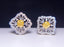 14K GOLD 0.78 CTW NATURAL YELLOW DIAMOND & DIAMOND EARRINGS