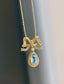 14K GOLD 0.92 CTW NATURAL AQUAMARINE & DIAMOND PENDANT( WITHOUT CHAIN )