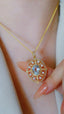 14K GOLD 2.45 CTW NATURAL AQUAMARINE & DIAMOND PENDANT( WITHOUT CHAIN )