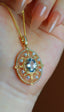 14K GOLD 2.45 CTW NATURAL AQUAMARINE & DIAMOND PENDANT( WITHOUT CHAIN )