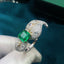 14K GOLD 3.46 CTW VIVID GREEN NATURAL EMERALD & DIAMOND RING