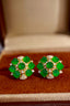 14K GOLD 3.39 CTW NATURAL EMERALD & DIAMOND EARRINGS