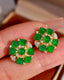 14K GOLD 3.39 CTW NATURAL EMERALD & DIAMOND EARRINGS