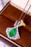 14K GOLD 2.66 CTW VIVID GREEN NATURAL EMERALD & DIAMOND PENDANT( WITHOUT CHAIN )