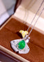 14K GOLD 2.66 CTW VIVID GREEN NATURAL EMERALD & DIAMOND PENDANT( WITHOUT CHAIN )