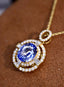 14K GOLD 3.18 CTW NATURAL SAPPHIRE & DIAMOND PENDANT( WITHOUT CHAIN )