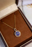 14K GOLD 3.18 CTW NATURAL SAPPHIRE & DIAMOND PENDANT( WITHOUT CHAIN )